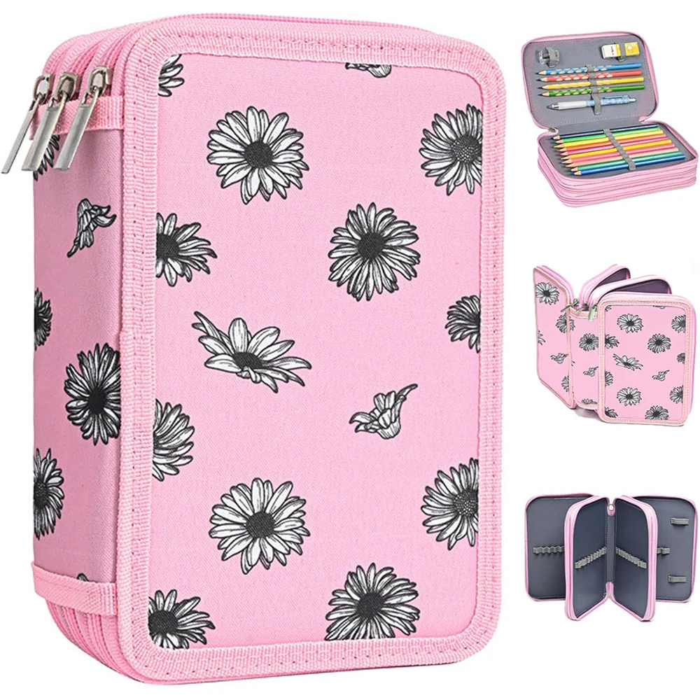 Estuche para lápices de tela Oxford de gran capacidad para lápices de colores y suministros de arte, bolsa organizadora de almacenamiento de arte para estudiantes