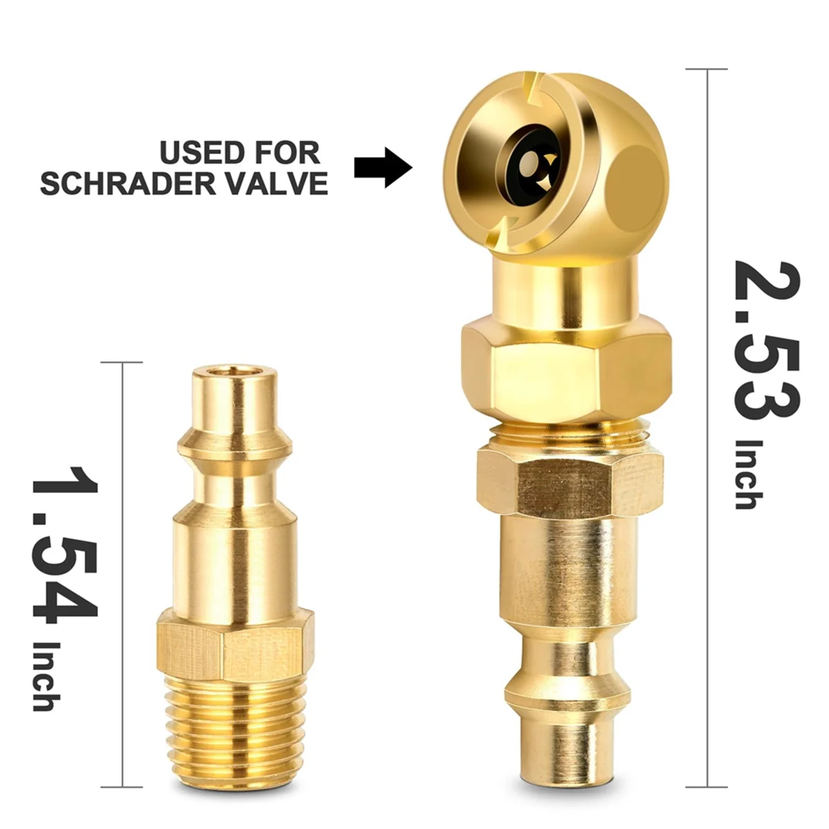 2Pack Portable Air Chucks,Solid Metal Closed Ball Air Chuck+1/4inch NPT Standard Quick Plug,Tire Inflator Gauge Nozzle