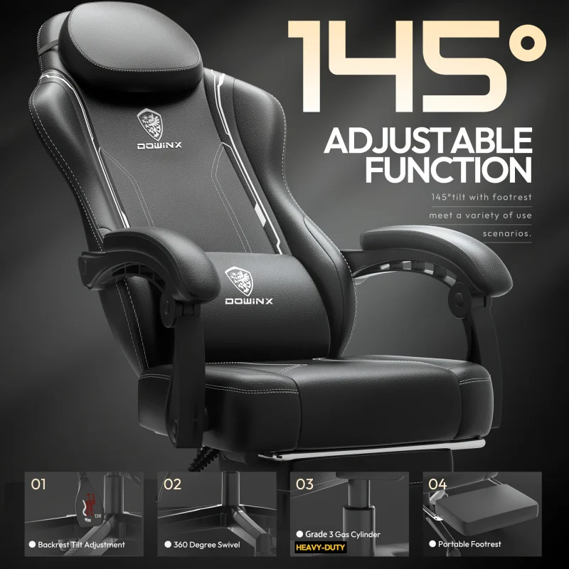 E-Sports Chair，with Pocket Spring Cushion，Game Chair，With Massage Waist Support and Pedal