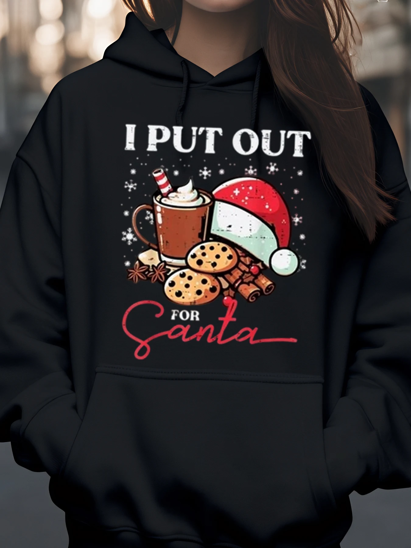 سترة نسائية بقلنسوة لعيد الميلاد من I Put Out for Santa Christmas Party