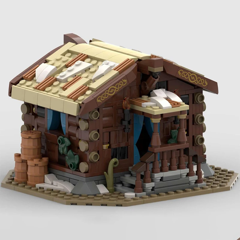 2024 Moc-ideeën Viking Village Trading Post Bouwstenen Middeleeuws Huis Architectuur Model Speelgoed voor Kinderen Kerstcadeau