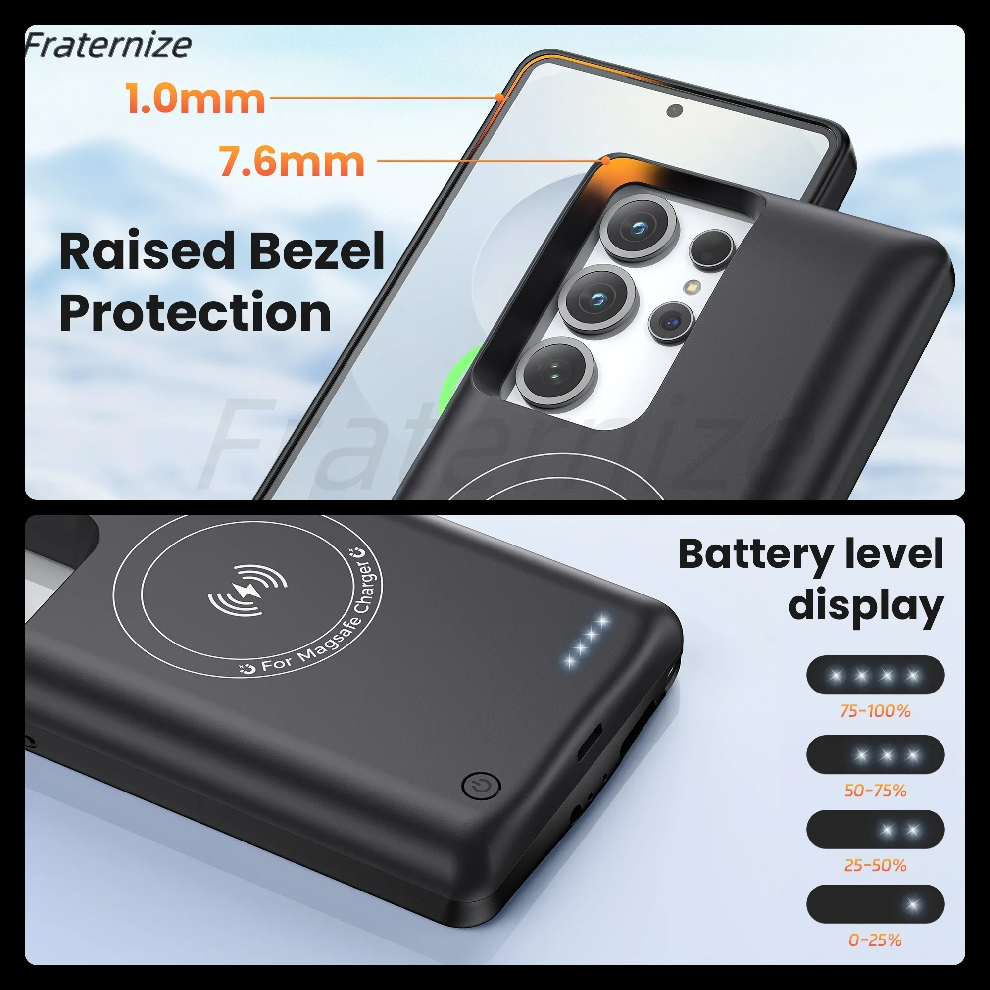 for Samsung Galaxy S22 S23 S24 S25 Ultra S25 Plus Magnetic Wireless Battery Charger Case For Magsafe Charging Cover Power Bank view 2