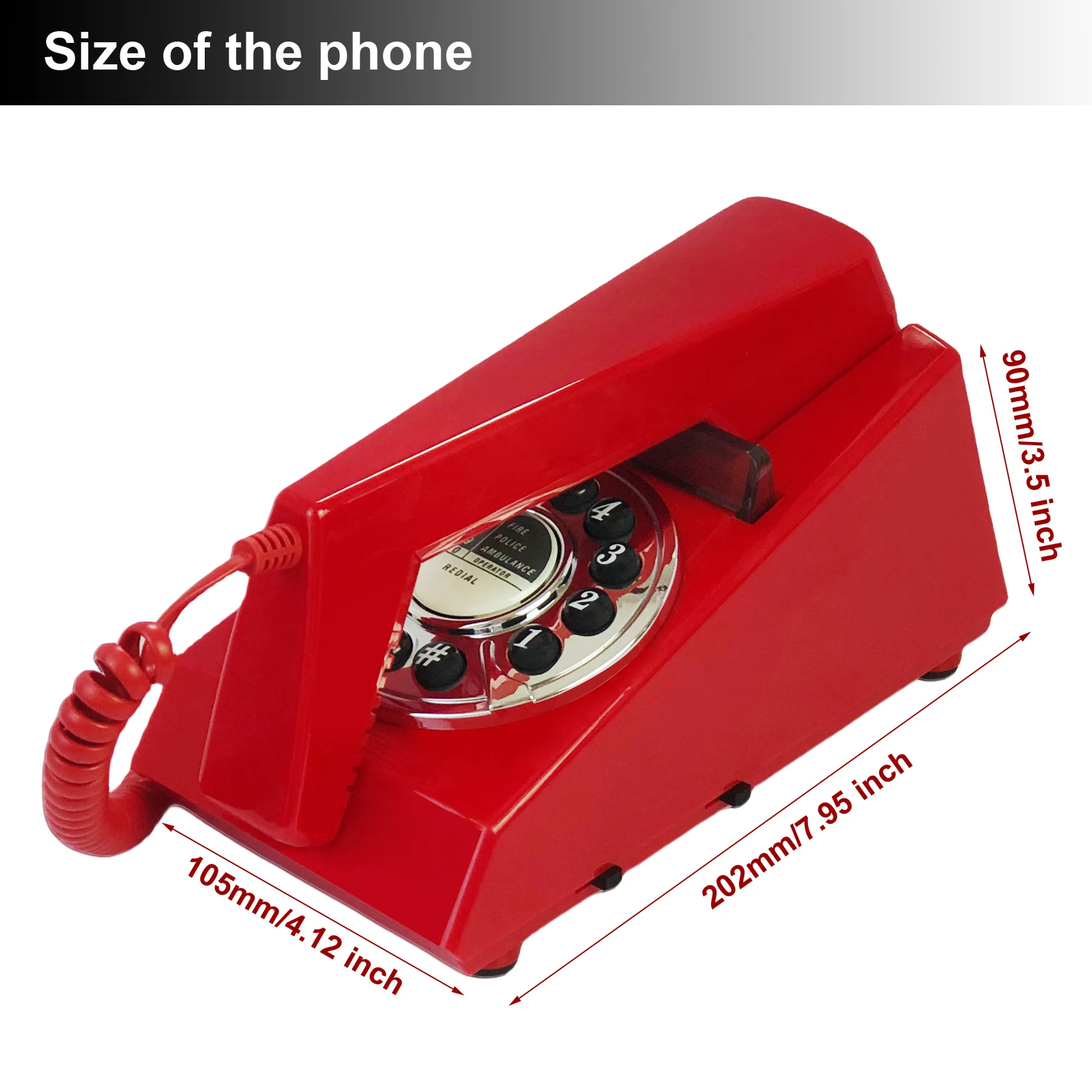 Corded Telephone, Wall Phone, Wall Telephone,Retro House Phone for Seniors, Wall-Mountable Telephone,Trimline Phone