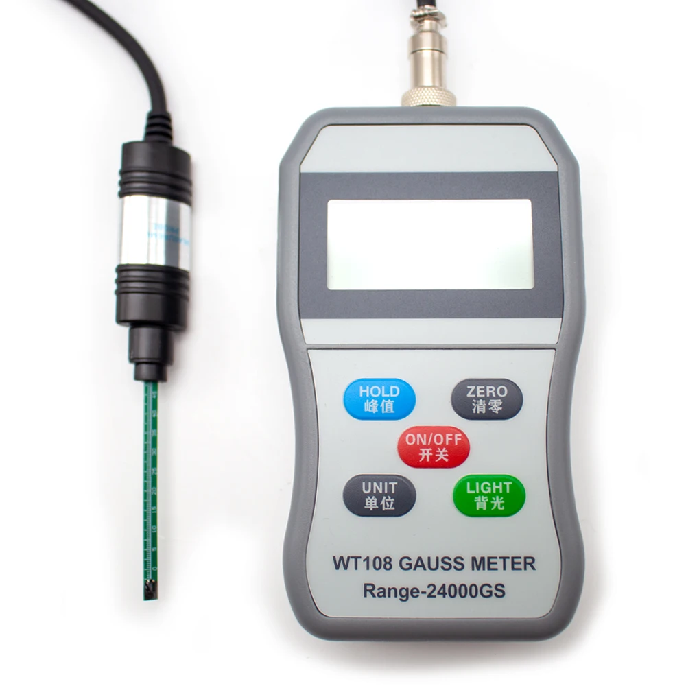 Imagem -02 - Gaussmeter Tester Força Campo Magnético Display Digital Handheld Tesla Meter Magnetômetro Teste Wt108