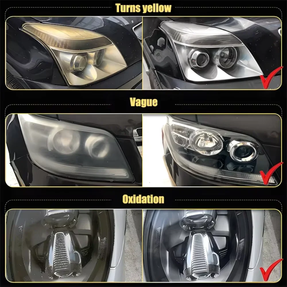 Car Headlight Restoration Fluid - Fast Remove Yellowing & Scratches, Restore Clarity & Shine, Enhance Night Driving Safety