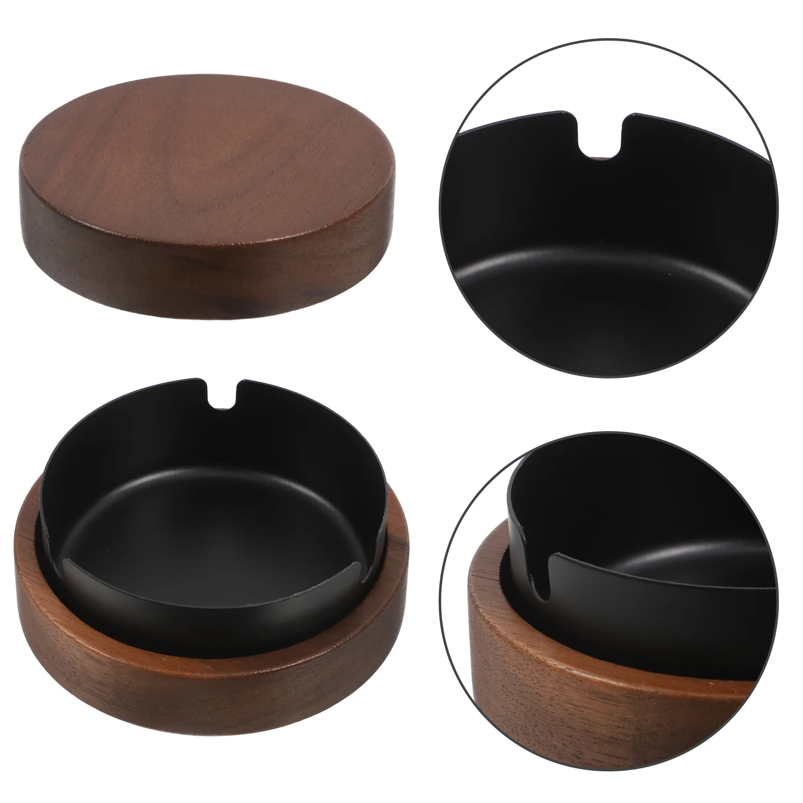 

Cigarette Butts Container Ashtray for Hotel Indoor with Wood Lid Accessory Supply