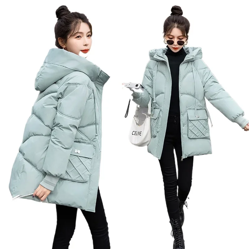 

2024 New Women's Parka Winter Jacket Hooded Long Thick Warm Cotton Padded Jackets Parkas Woman Clothing Parkas Coat