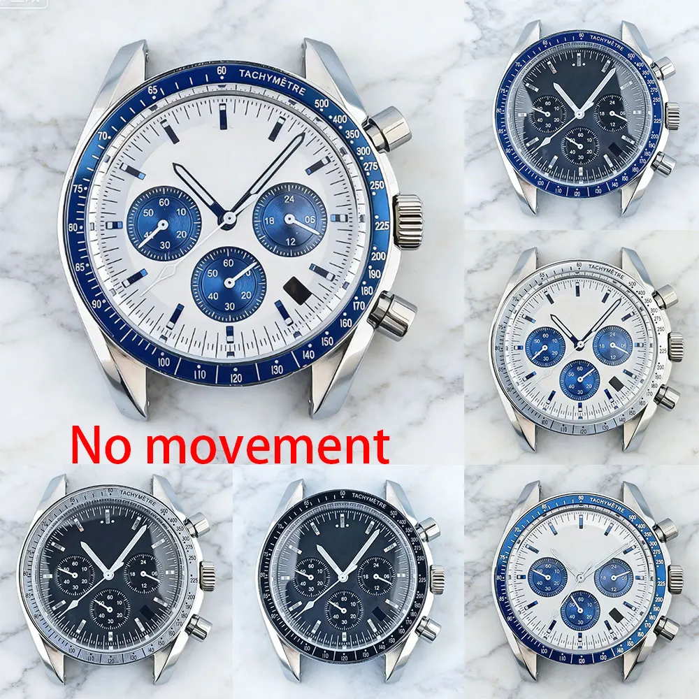

40mm 316L stainless steel Speedmaster watch case suitable for VK63 quartz movement caseback with Earthrise from the Moon