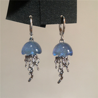 Cute Blue Jellyfish Ocean Pendant Earrings For Women Girls Unique Aesthetic Charm 2000s Harajuku EMO Vintage Jewelry Accessories