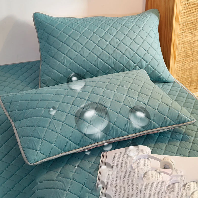 Northern Europe double-deck Pillowcase Waterproof Anti-Mite Anti-Bacterial Quilted Cotton Pillow Case Bedroom Home Decoration