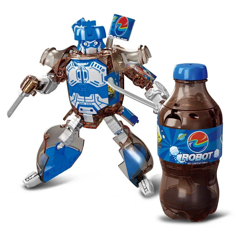 New style Bottled Soda Transformation Robot Creative Beverage Figurine model Funny kids toys birthday gifts home decor model