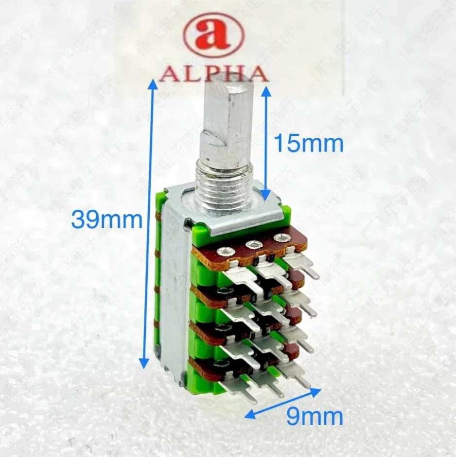 3 pcs. Taiwan ALPHA Alpha RK12 precision potentiometer quad B100K * 4 shaft length 15MM quad channel