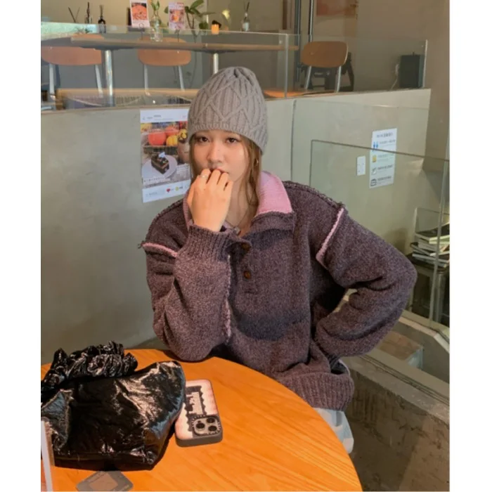 秋冬 Thiened ニットルーズセーター女性のファイオンレトロ襟ロング Sve タートルネックベストトップポリエステル繊維