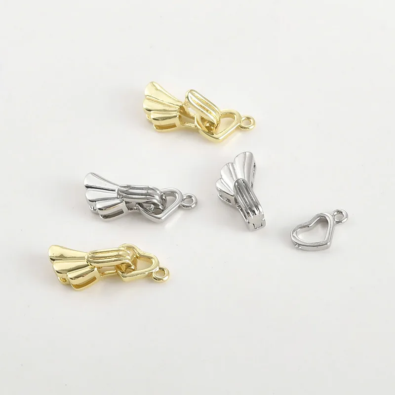 14k Real Gold Color Retention Angel Wings Love Buckle DIY Handmade Pearl Bracelet Necklace Ending Button Head Accessories