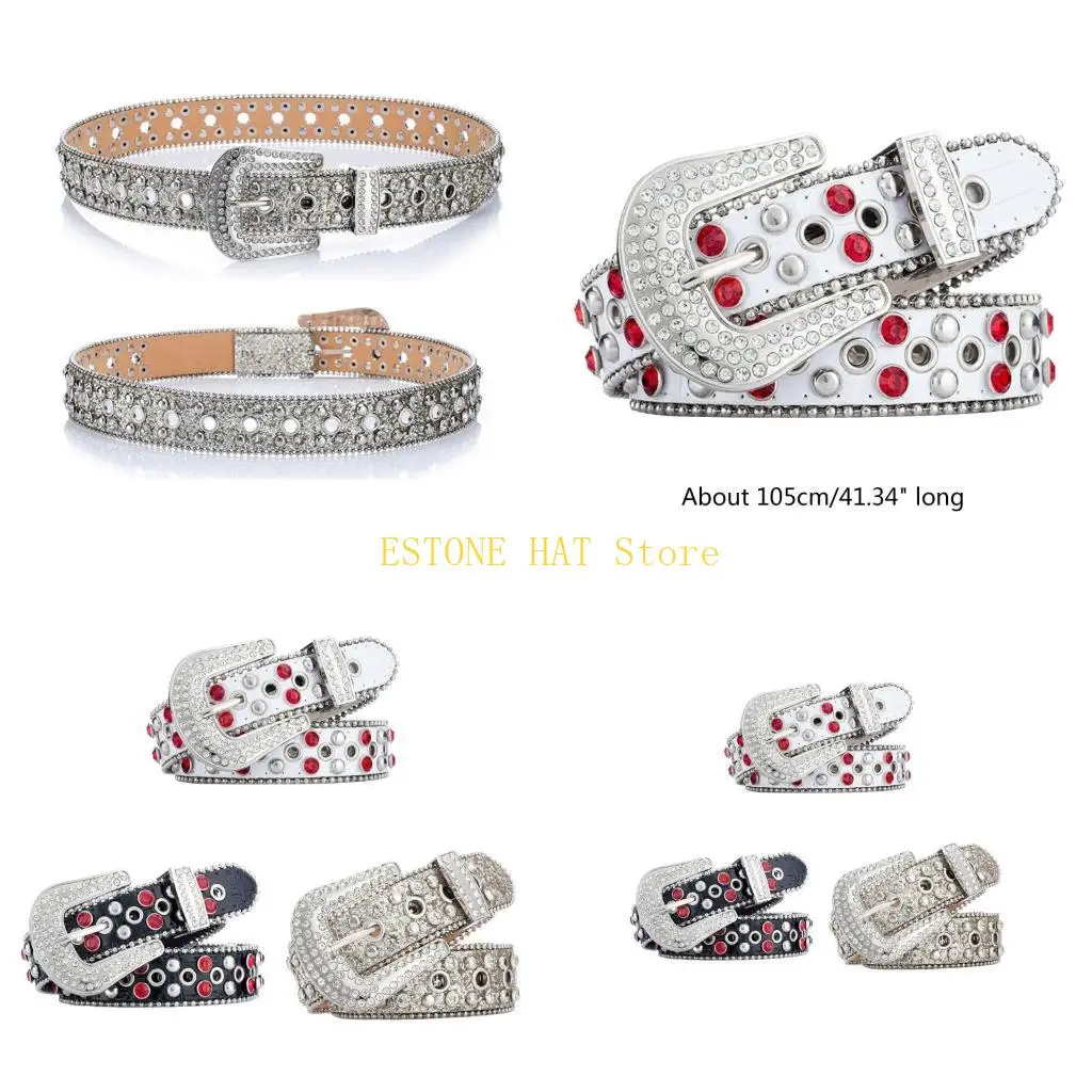 49MF Women Belt for Dress Cowboy Cowgirl Waist Belt Shinning Formal Belt