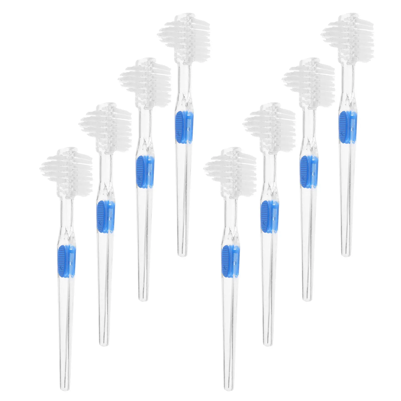 8Pcs Soft Denture Toothbrush Kit Double-Sided Cleaning Brush for Partial Dentures Clear Retainers Mouth Retainers Travel