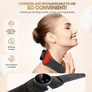 Electric Neck and Shoulder Massager Hot Compress Soothing Cervical Massage Chiropractic Back Neck Muscle Relaxation Massager