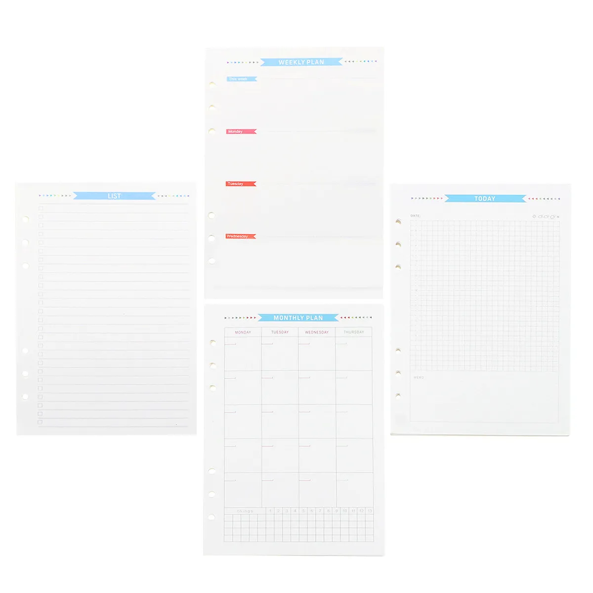 1Set A5 Loose Leaf Paper Set for 6 Ring Planner Refill Premium Smooth Writing Filler Sheets Monthly Weekly Daily to Do List