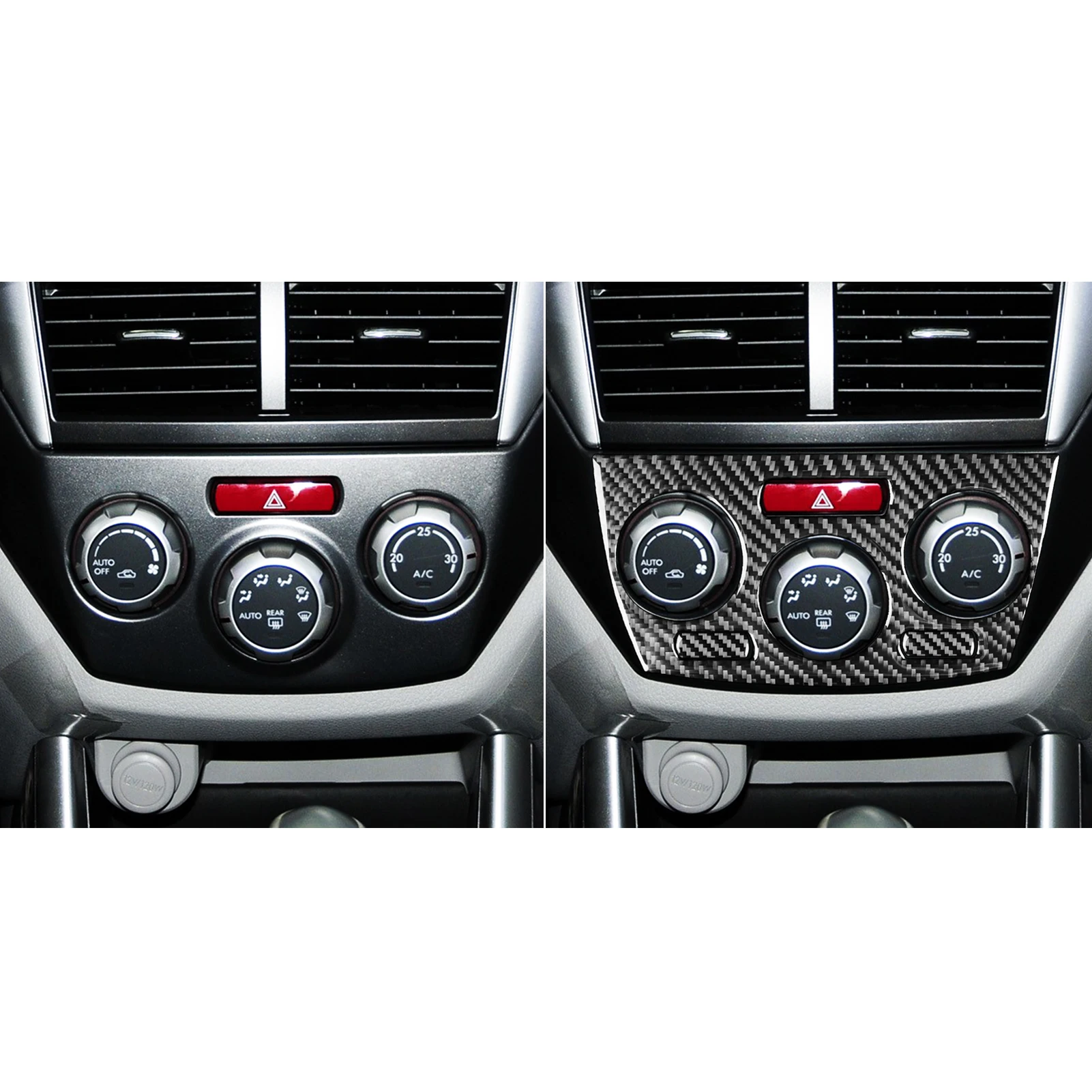 Real Carbon Fiber Car Accessories Center Console Climate Decorative Trim Soft Cover Sticker For Subaru Impreza 2009 2010 2011