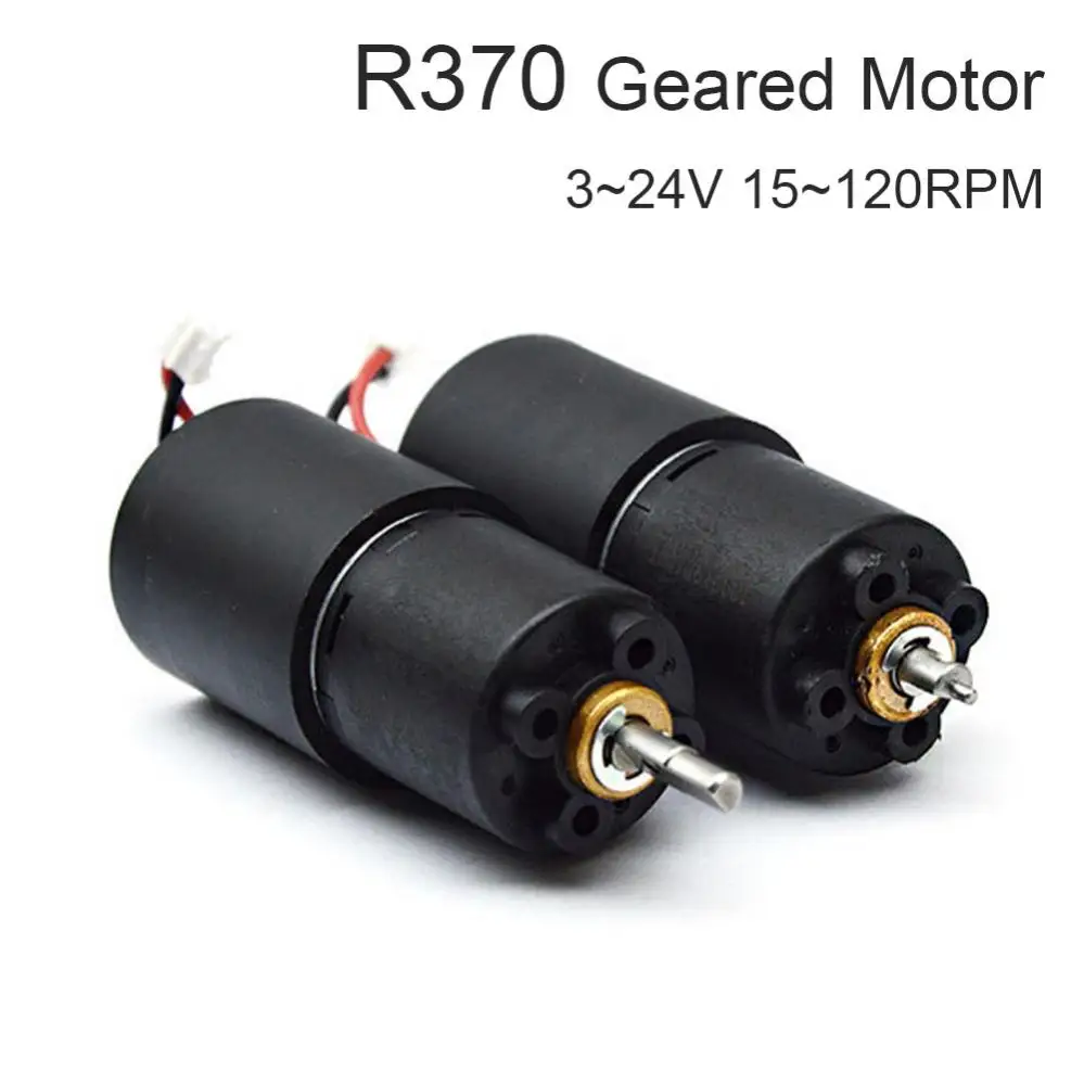 R370 Geared Motor DC 3-24V 15RPM-120RPM High Torque Multipurpose Reduction Motor for Power Generation Experiment