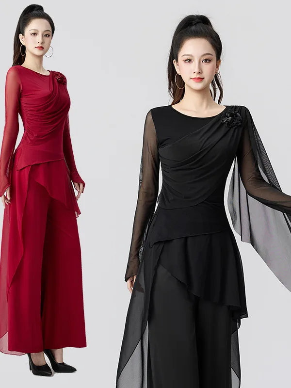 nouvelle-tenue-de-danse-moderne-pour-femme-uniforme-d'entrainement-a-manches-longues-jupe-fluide-pantalon-large-vetements-de-fitness-costume-de-danse-carree