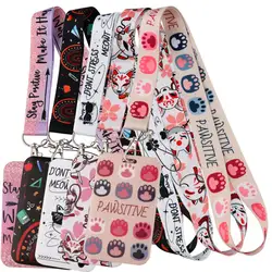 Cat Dog Paw Stationery Lanyards Mobile Phone Rope Badge Holder Neck Choker Keychain ID Card Fashion Jewelry Accessories Gifts