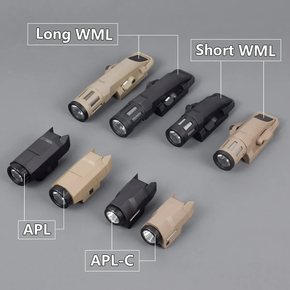 Tactical WMLFlashlight APL Weapon Gun Light Airsoft AR15 Rifle Pistol Light Constant-on/Momentary-on/Strobe Fit 20mm Rail Torch