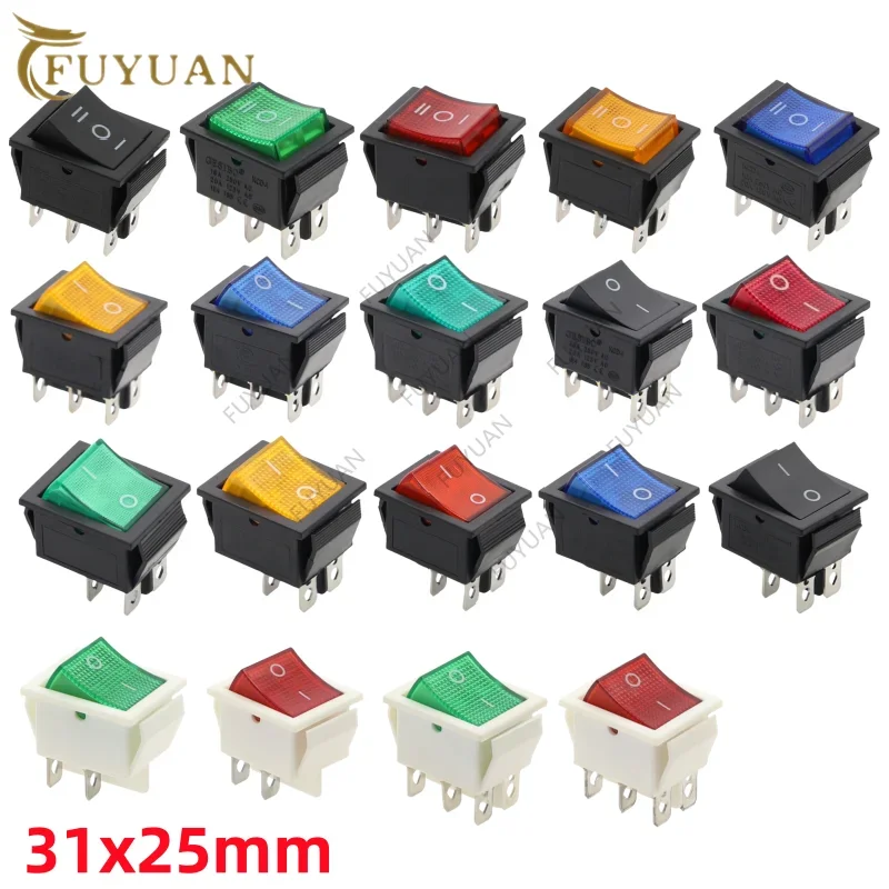 

1pcs Latching Rocker Switch Power Switch I/O/II I/O ON-OFF-ON ON-OFF 4 /6 Pins with Light 16A 250VAC 20A 125VAC KCD4