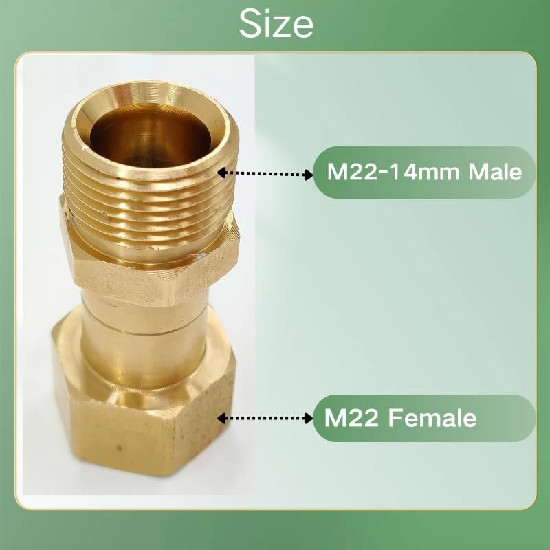 Pressure Washer Swivel Fitting Connector Joint Metric M22 14mm and 15mm Thread Pressure Washer Gun Adapter Anti Twist Fitting