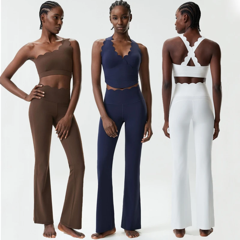 Women Two Pieces Fitness Yoga Set Solid Color Stretchy Soft Gym Suit Breathable Quick Dry Workout Clothes Female Sportswear