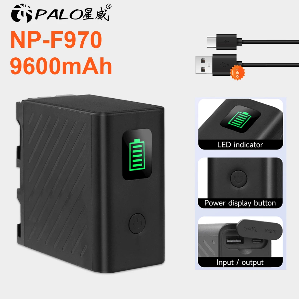 Batteria Usb NP-F970 Da 9600 Mah Batteria Per Fotocamera Np F970 Tipo C Per Sony CCCD-TR1 CCD-TR200 CCD-TR300 CCCD-TRV119 CCD-TRV36 CCCD-TRV88-image