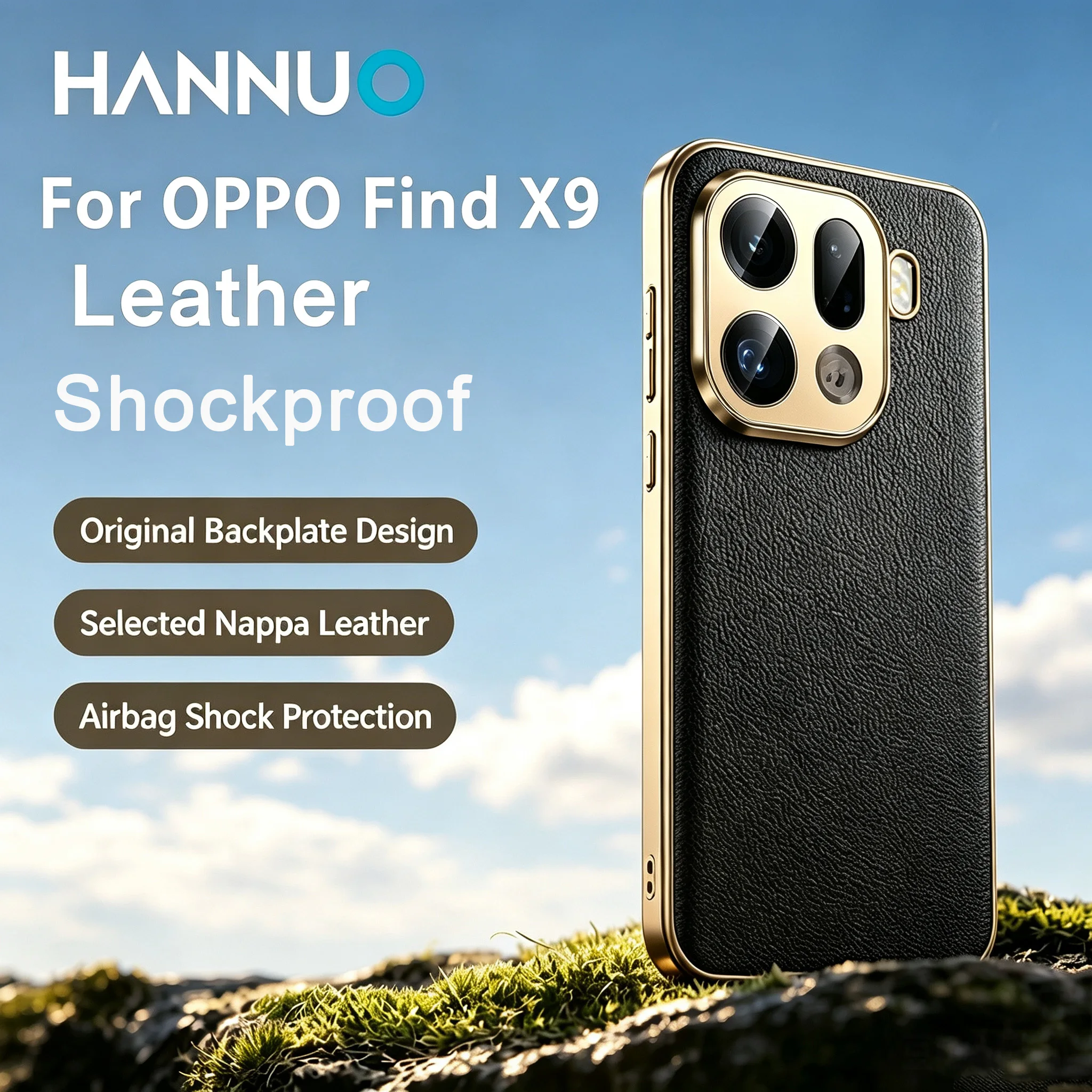 HANNUO – étui de luxe en cuir pour OPPO Find X9 Pro X9Pro, coque arrière avec Texture Lychee, cadre galvanisé, housse de protection pour OPPO