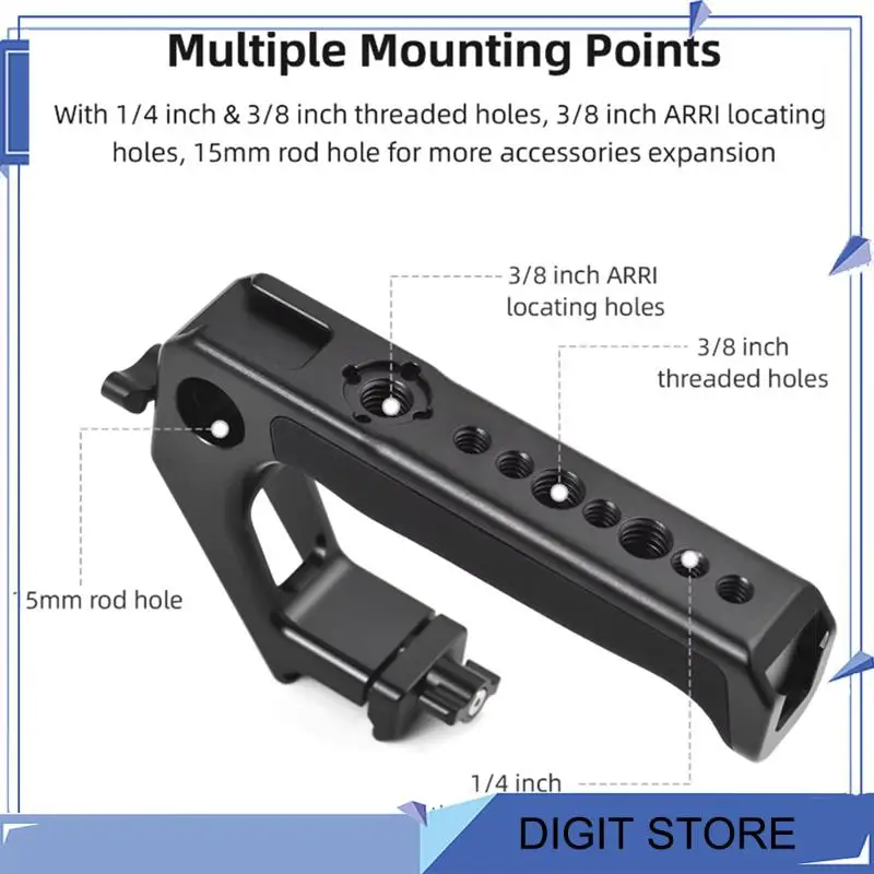 

DIGIT-Top Handle For Camera Cage Rig G Rip With Clamp Rail Cold Shoes 1/4" 3/8" Threads