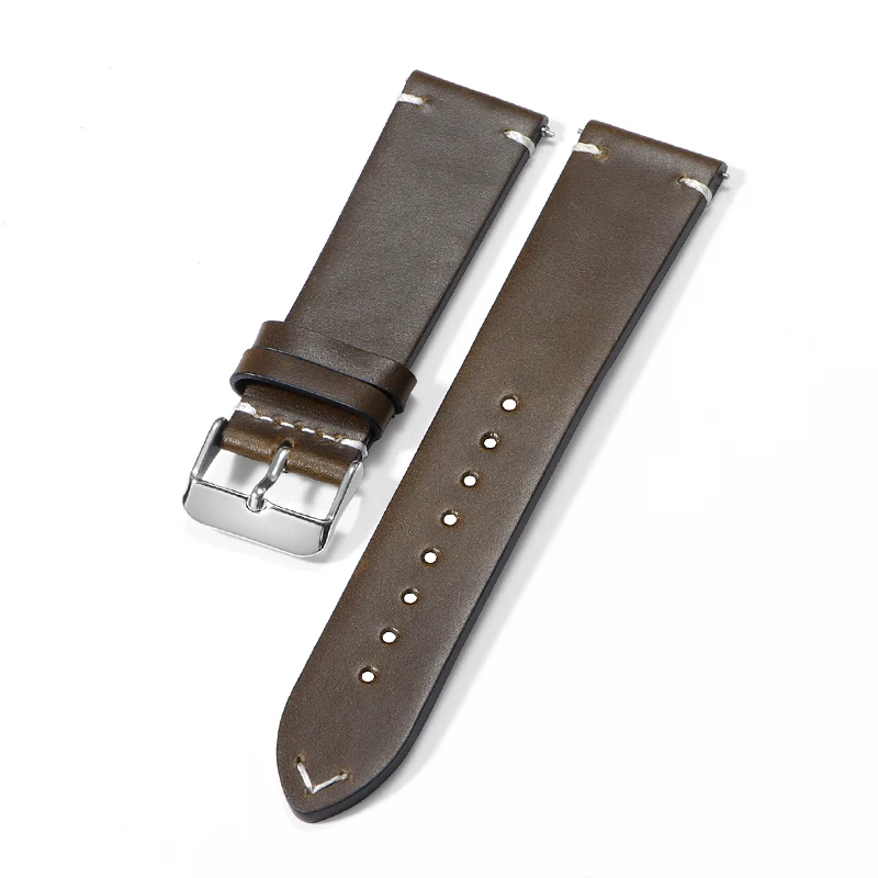 Vintage Ölwachs Lederarmband 18mm 20mm 22mm 19mm 21mm 24mm Armband Nähte Rindslederarmband für Omega für Seiko Uhrenarmband