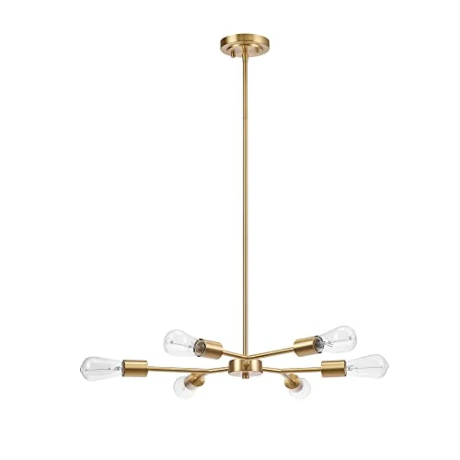 Tetra 6-Light Chandelier Matte Brass Adjustable Hanging Height