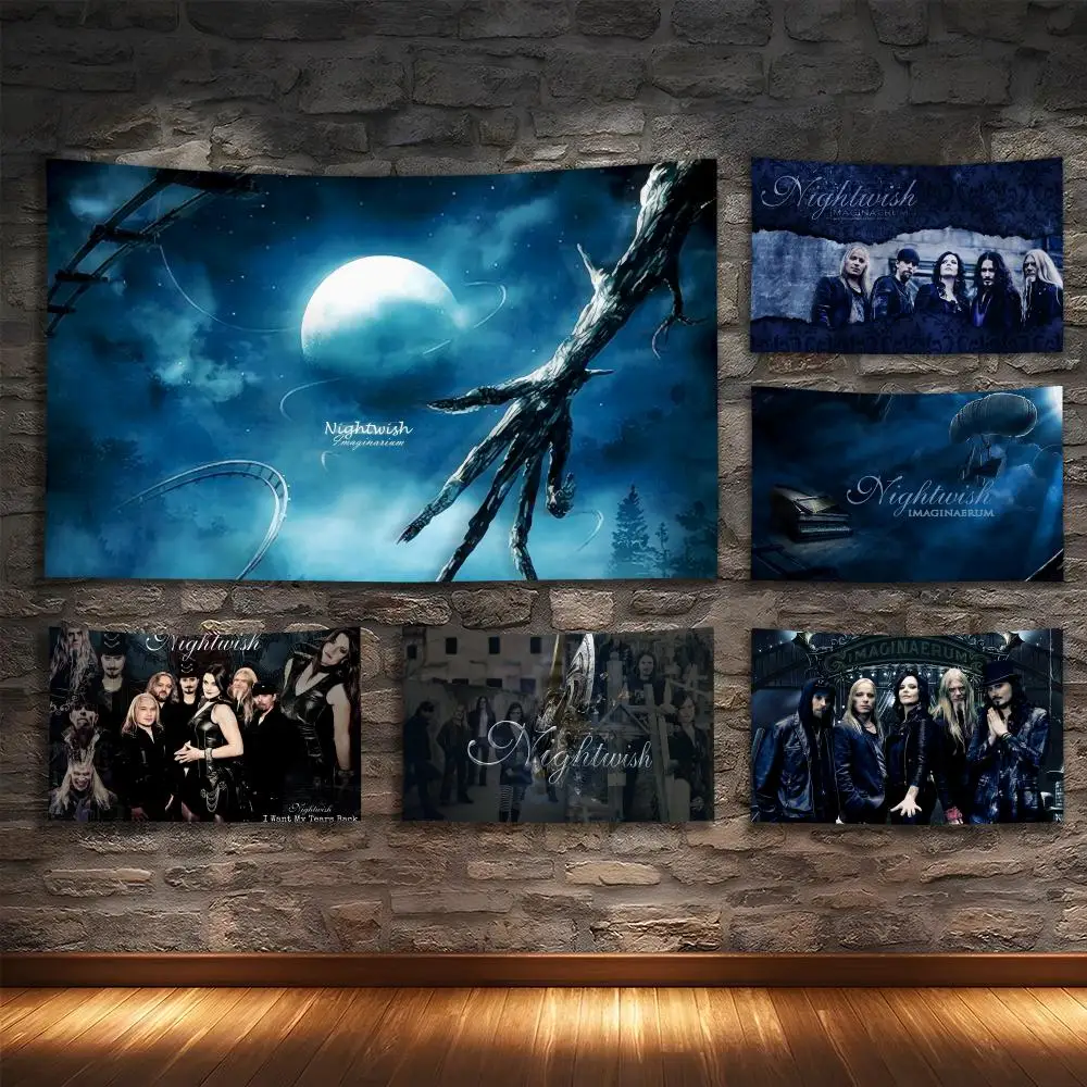 

N-NIGHTWISH Rock Tapestry Custom Living Bedroom Party Dormitory interior Wall bohemian Decoration Attached clip