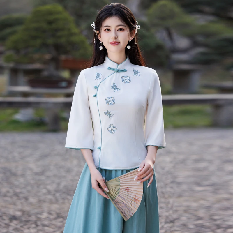 

Новая женская юбка-макси в китайском стиле 2026 года, ручной работы, на пуговицах, в стиле дзен, традиционная, художественная, модная, дизайнерская