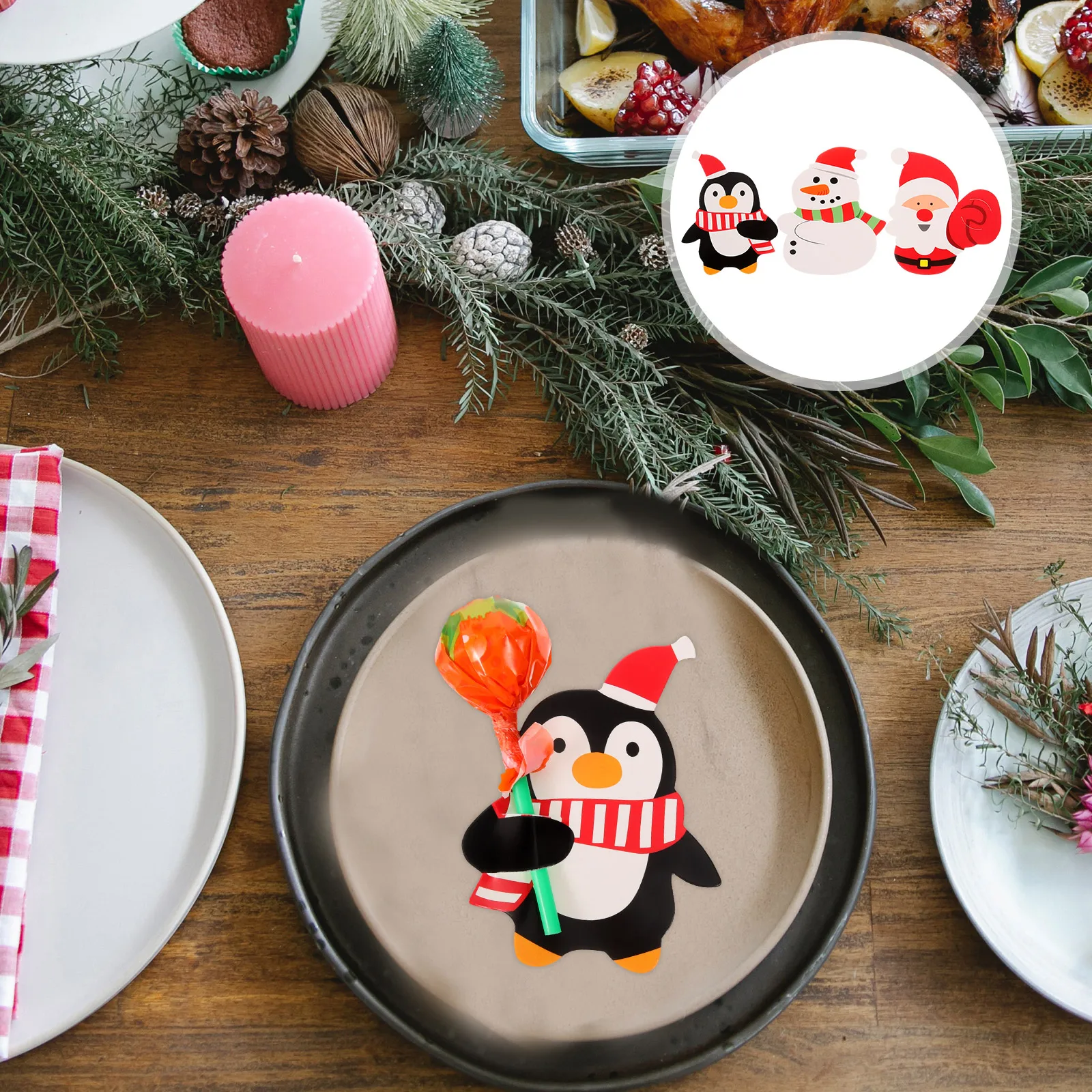 

150 Pcs Decorative Paper Card Santa Suckers Candy Decorations for Party Christmas s Lollipop Holiday
