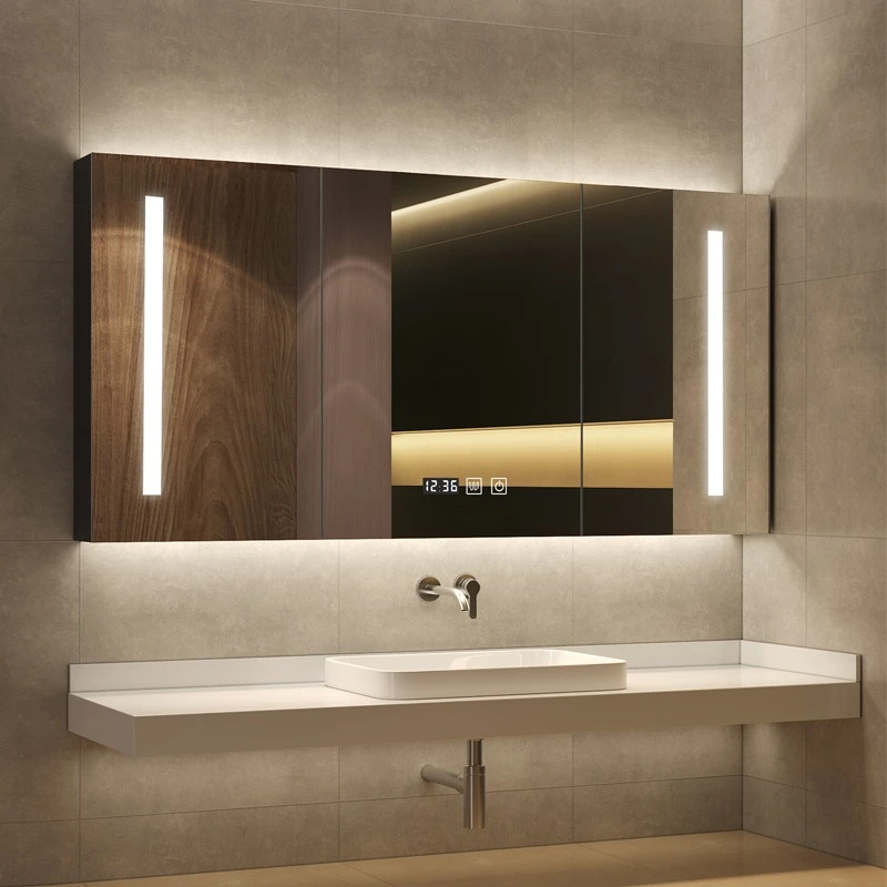 Intelligent separate bathroom cabinet wall-mounted space saving dressing mirror solid wood mobiletto bagno Home furniture