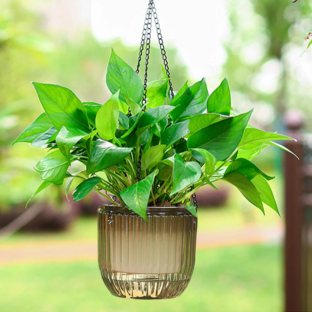 

3 Pcs Resin Flower Pot Large Diameter Self Watering Hanging Planters Shatterproof Durable Sunscreen Antifreeze