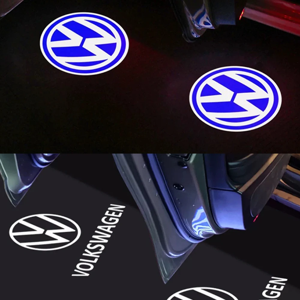 2PCS Led Car Door Welcome Lamp Laser Projector Logo Night Light For VW Volkswagen Golf Sagitar Phideon Touareg Passat B8 Tiguan