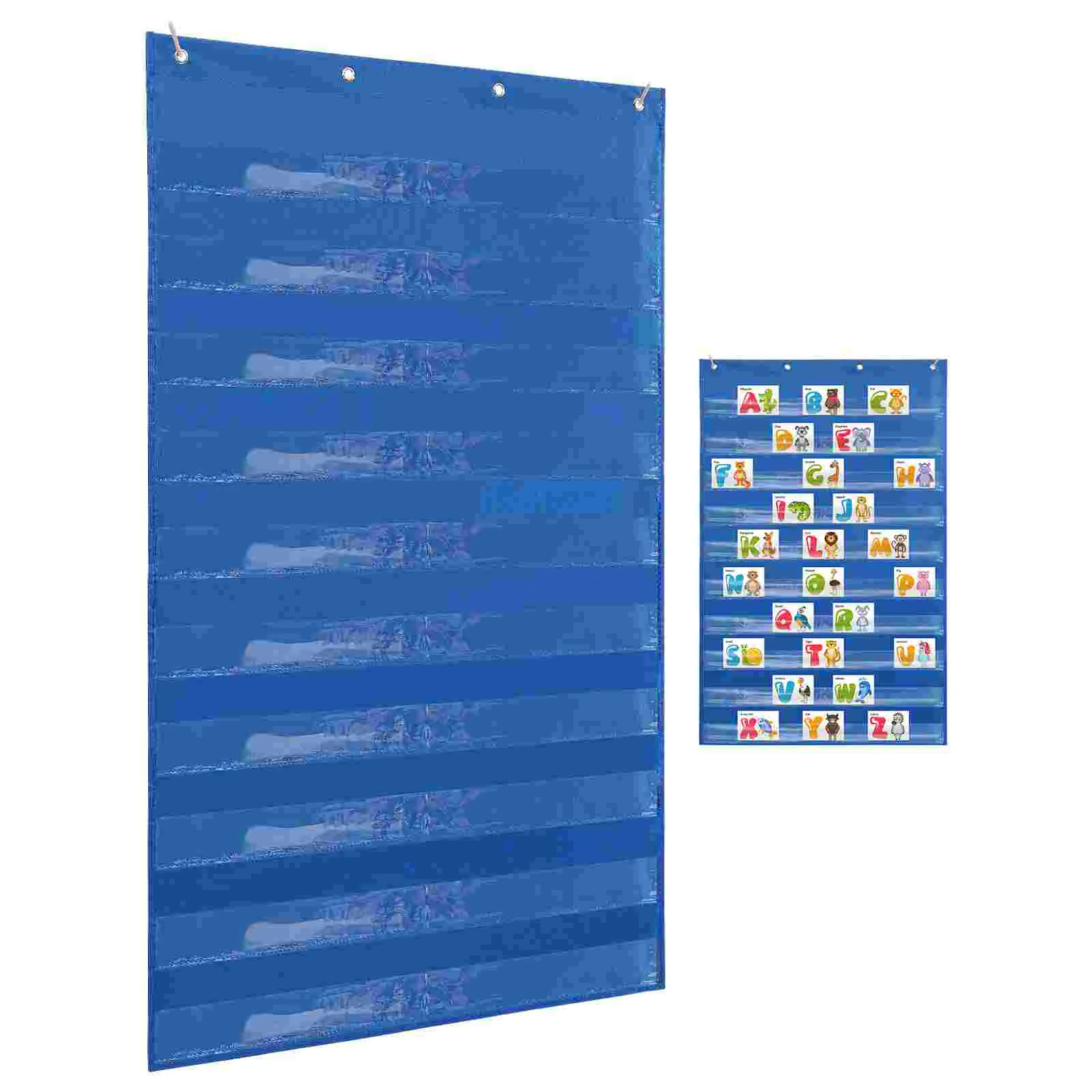 

Digital Calendar Teaching Hanging Bag Supplies Wall Pocket for Classroom Home Sentence Strips Holder Blue Work