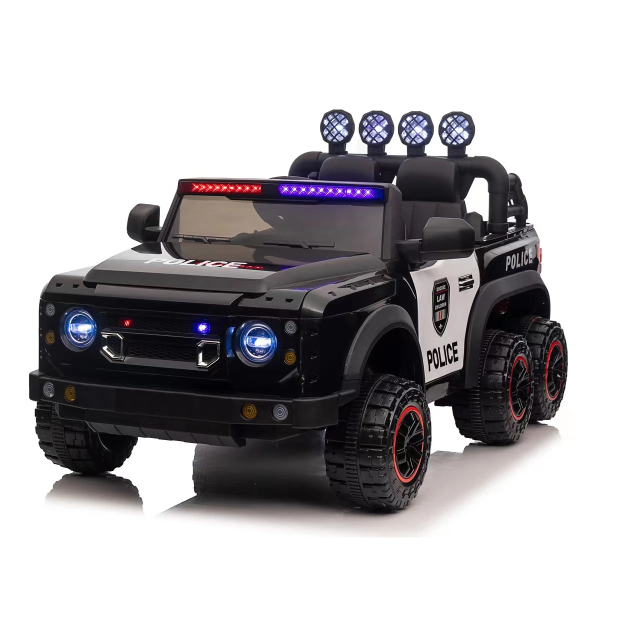 24v Kids Ride On Police Car Parents Remote Control,Anti-Collision Bar,Front& Top Alarm Light Design,Police Car Sticker,Megaphone