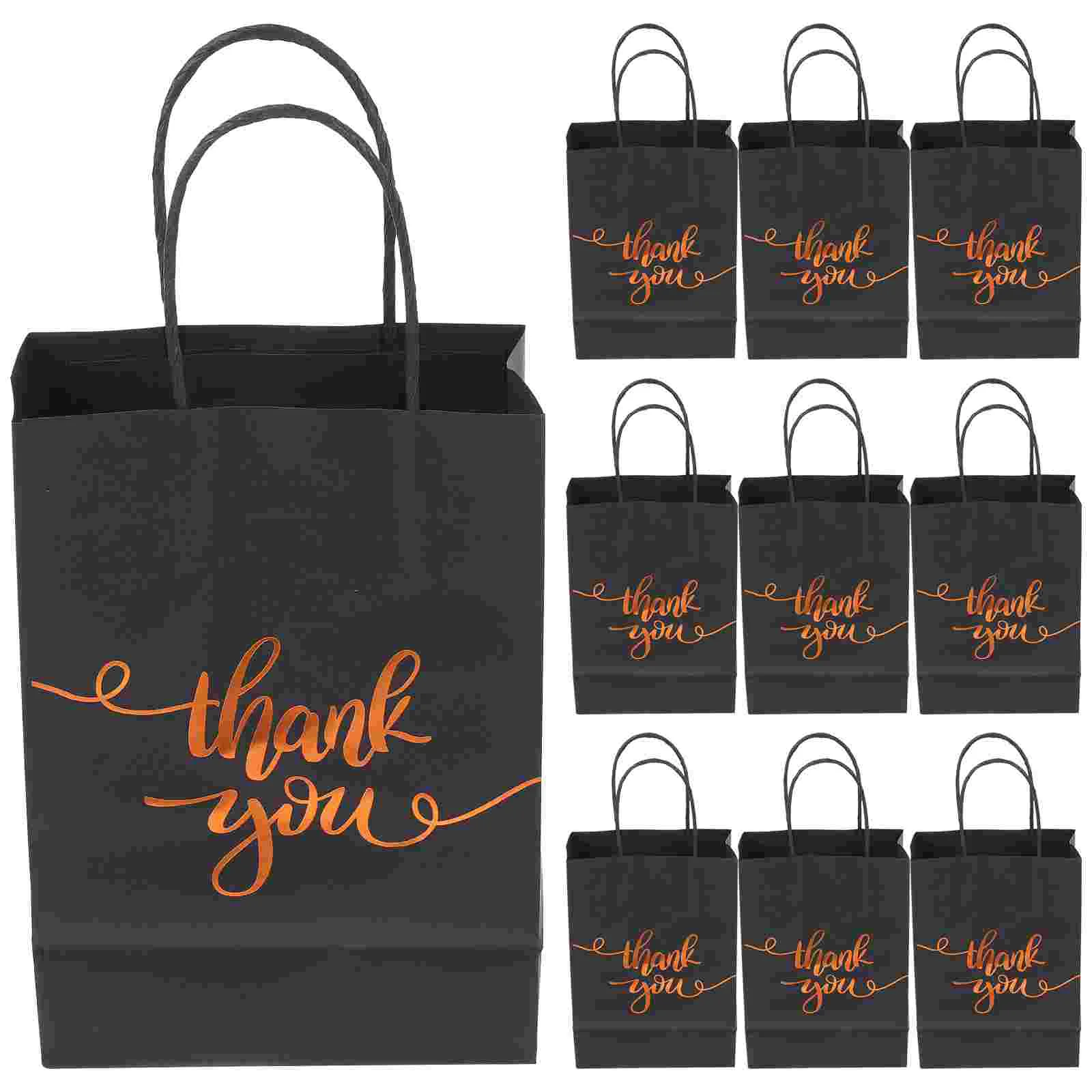 

25 Pcs Paper Bag Package Bags Large Gift Wrapping for Presents Black Card Thank You Party Handheld Containers