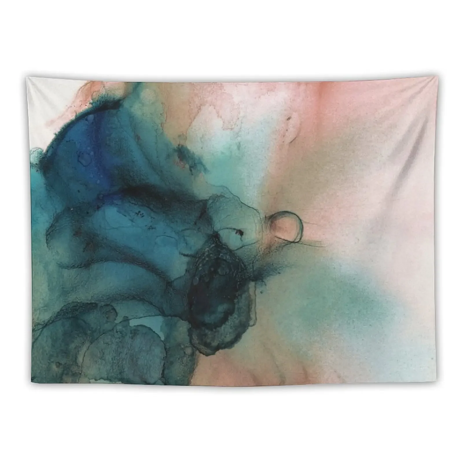 Blue and Peach Abstract Painting Tapestry Wall Tapestries Wall Decor Hanging Tapestry