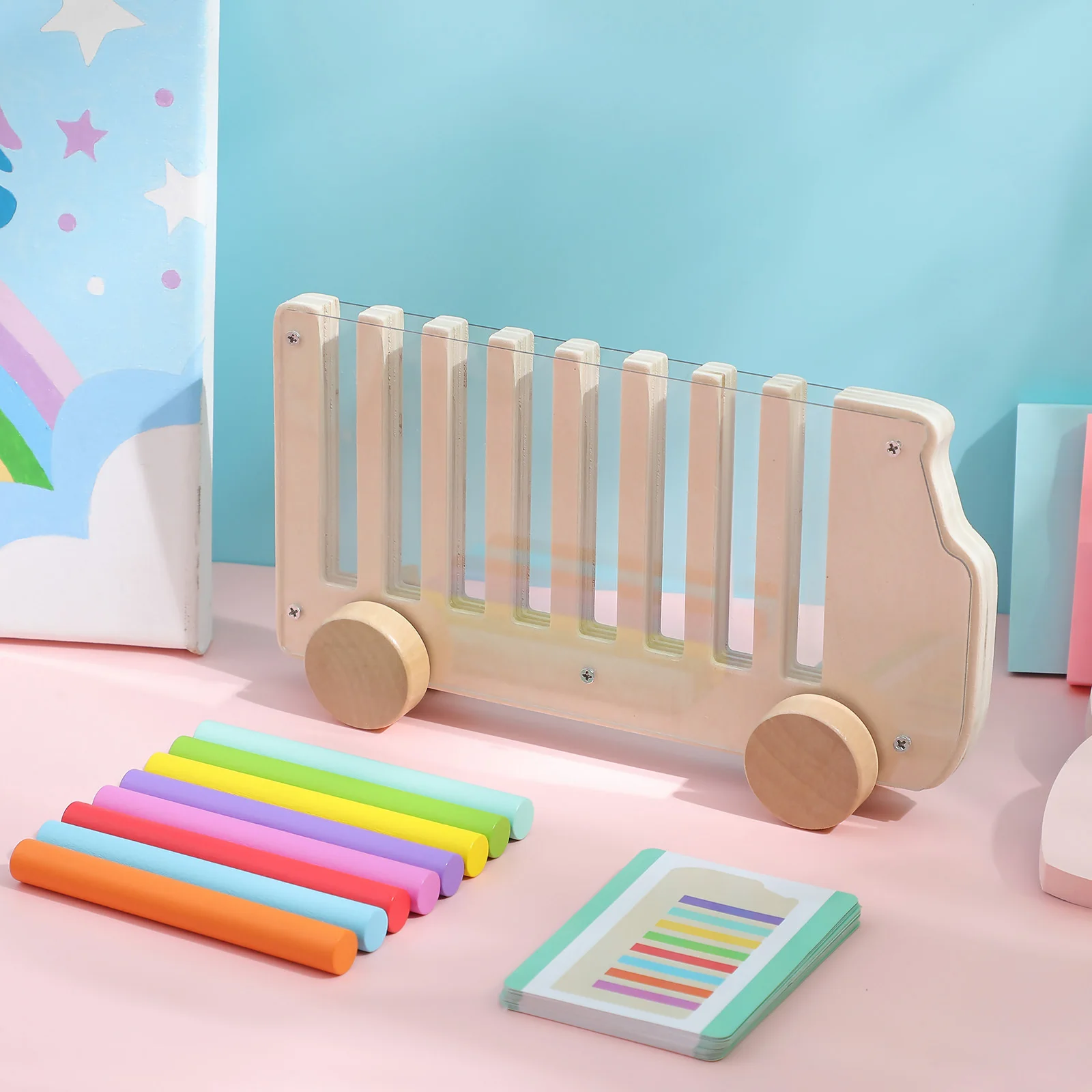 

1Set Wooden Color Matching Game for 1-3 Years Old - Montessori Learning Tool to Develop Fine Motor Skills Hand Eye