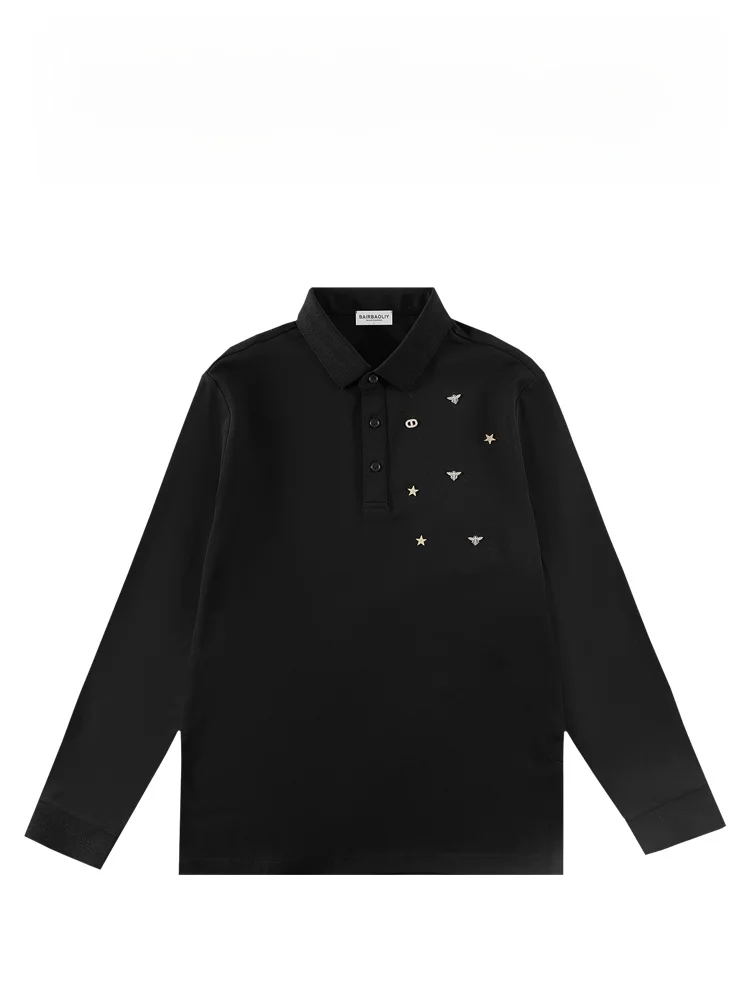 

BAIRBAOLIY Роскошная гладкая деловая повседневная мужская рубашка с длинным рукавом, маленьким воротником, модная, в городском стиле, дышащая, из полиэстера