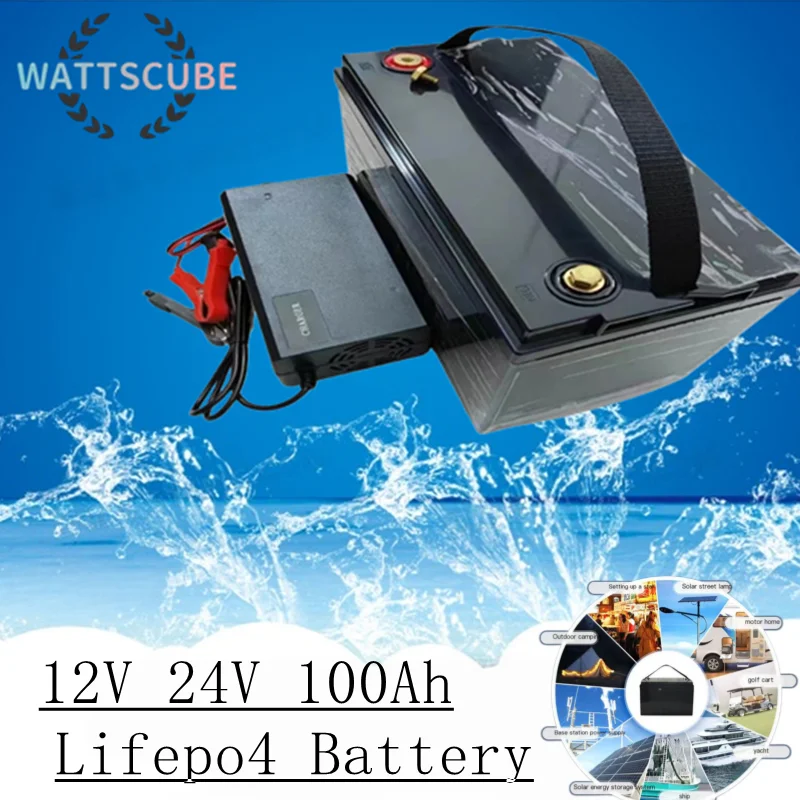 LiFePO4 Lithium Battery 12V 24V 100Ah for Boat RV Home Solar Energy System Traction Battery