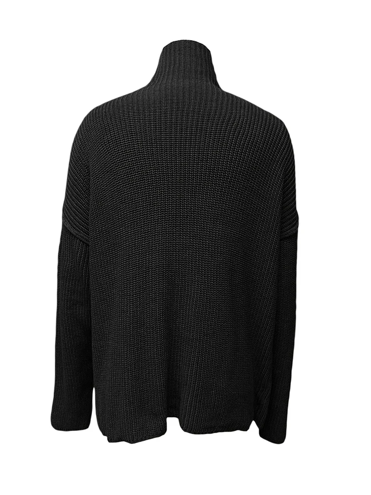 CHRONSTYLE Y2K Women Spring Autumn Hollow Out Sweaters Knitwear Mesh Patchwork Long Sleeve High Neck Ribbed Knitted Pullovers