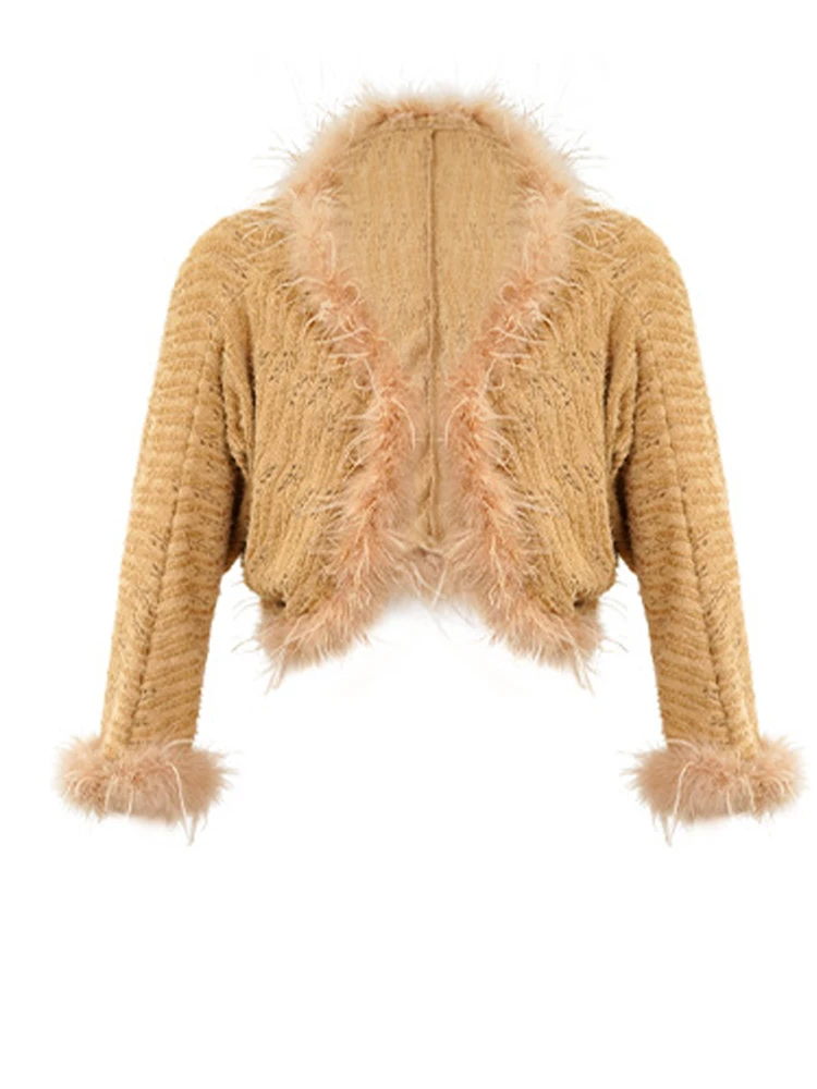 

Женские модные элегантные топы из искусственного меха, мягкая вязаная эластичная куртка-кардиган, свободное пальто High Street, вечерние верхняя одежда в стиле ретро Mujer